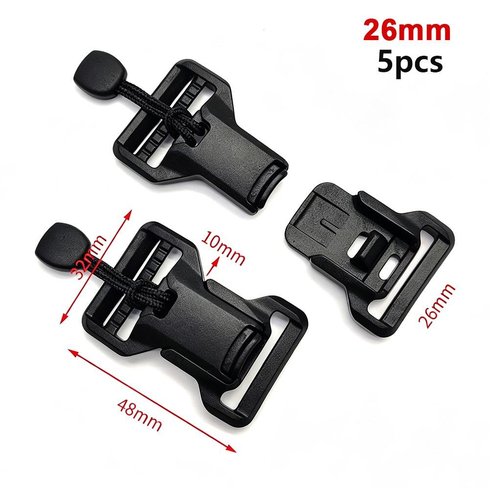 5pcs Black Quick Release Buckle 20/25mm Garment Quick Press Button Adjustable Webbing Strap Buckle