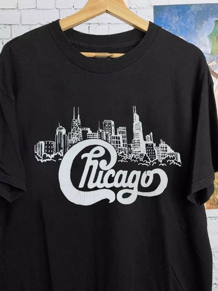 Vintage 80s Chicago Band Gift For Fan Black All Size Unisex T-Shirt