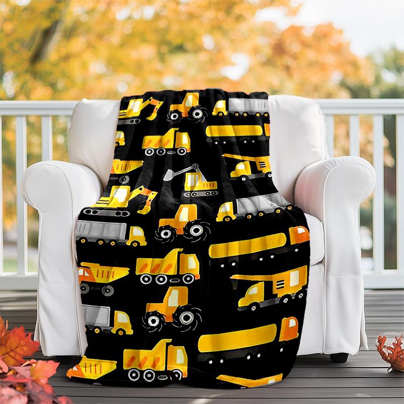 excavator Theme Printed Blanket - Perfect for Couch, Bed, Travel & Outdoor Use | Machine Washable, Cozy & Durable.
