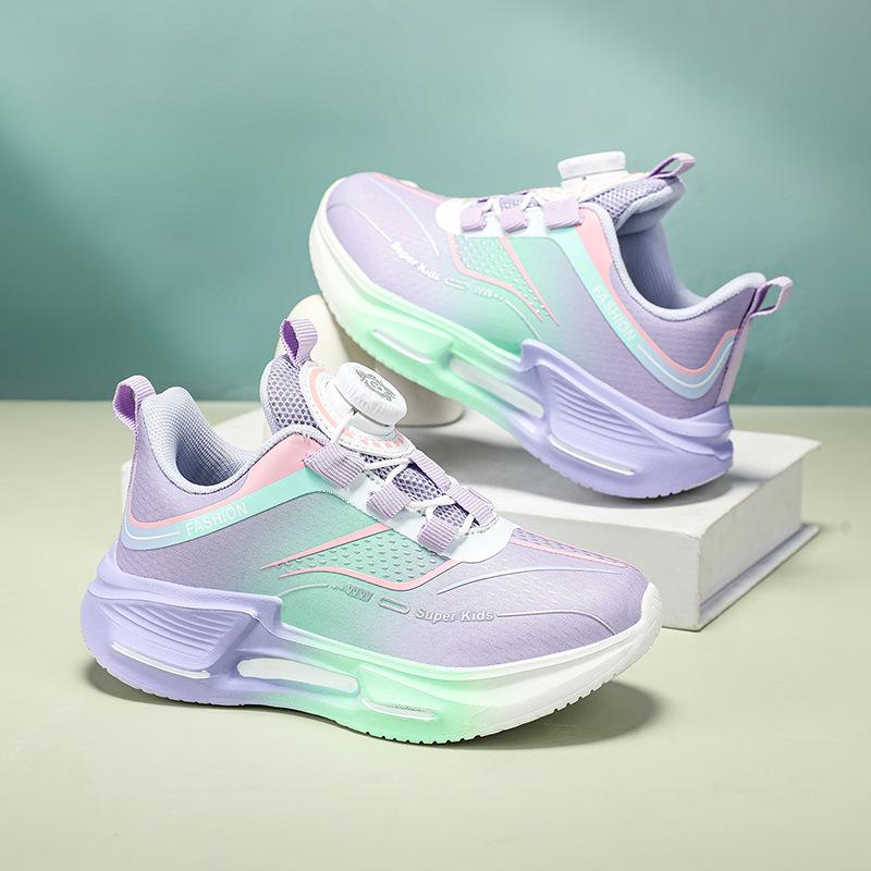 Легкие детские кроссовки с вращающейся застежкой - Нескользящие, удобные, дышащие кроссовки для улицы для мальчиков и девочек