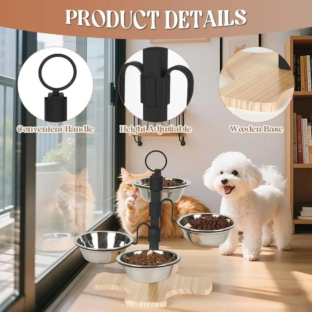 4-Bowl Pet Bowls With Stand High Platform Elevated Cat Bowl Elevated Pet Feeding Stand Cats