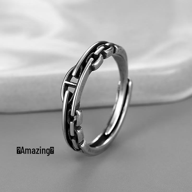 Men's Adjustable Retro Hip-Hop Index Finger Ring - Open, All-Match Single Trend Ring