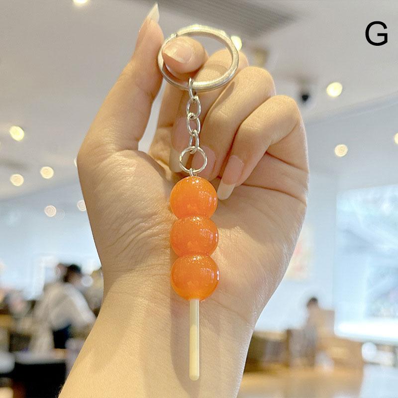 Светящиеся в темноте брелки для ключей Bing Tang Hu Lu с подвеской из смолы в виде еды, мини-брелки