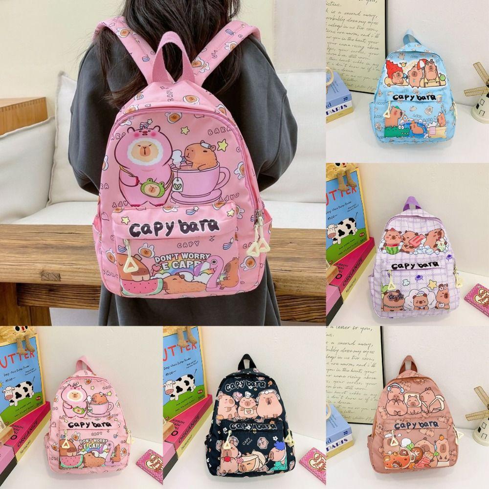 Мультяшный студенческий школьный рюкзак большой вместимости, сумка для книг, новый рюкзак с капибарой