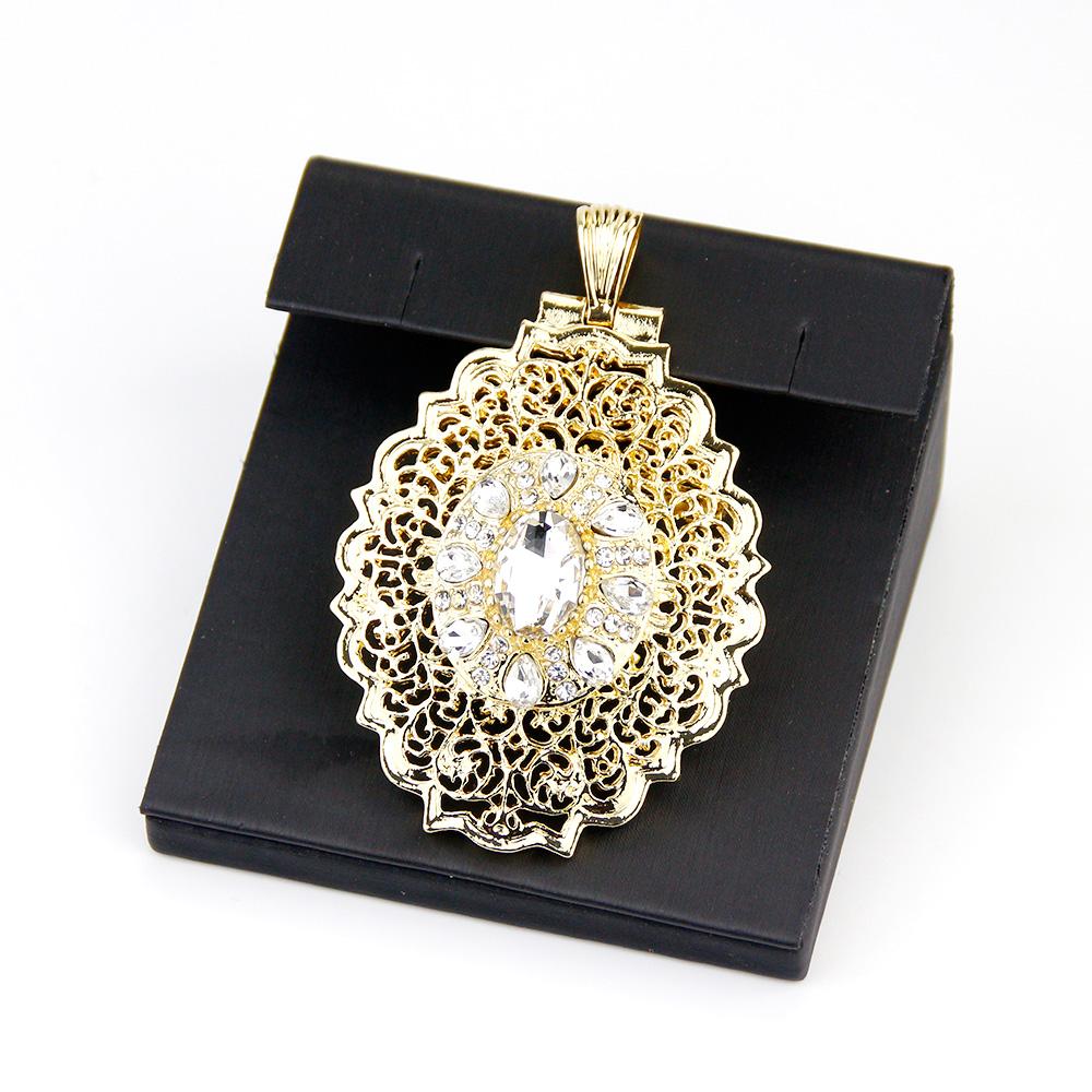 Gold Jewelry Women's Brooch Round Crystal Brooch Arabian Bride Bijoux Brooch Pendant Dual Purpose
