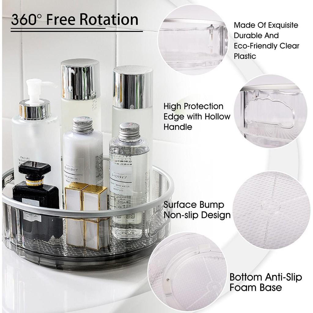 2 размера, вращающаяся подставка для специй Lazy Susan, органайзеры, многофункциональные круглые прозрачные вращающиеся косметические контейнеры