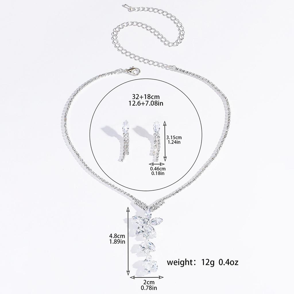 3 шт. Женская мода медная инкрустированная бриллиантами цепочка-коготь цветок ожерелье серьги комплект подходит для свадьбы, вечеринки, фестиваля подарки