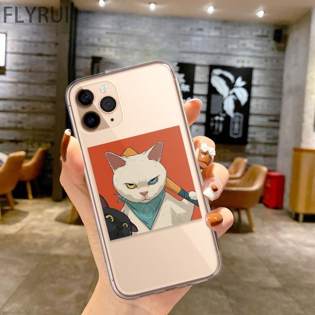 Забавный чехол для телефона с милым котом для Iphone 11 12 13 14 Pro Max Mini Xs Max X Xr Iphone Se 2020 7 8 Plus Прозрачный чехол Капа