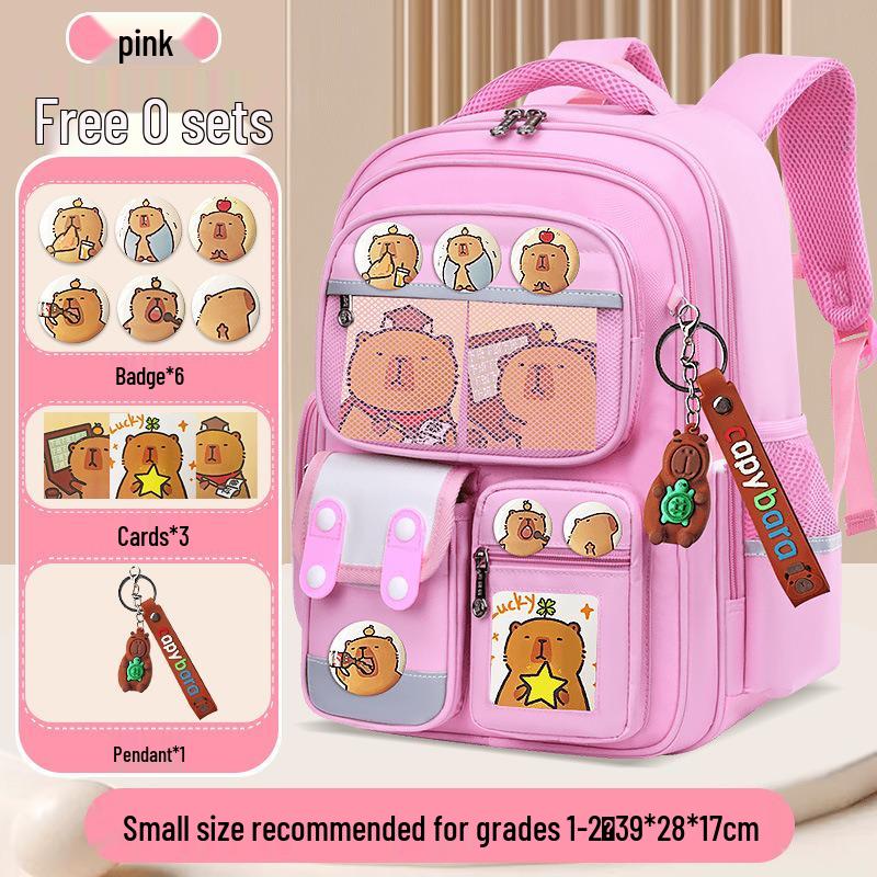 Рюкзак школьный большой вместимости с поддержкой спины для мальчиков 3-6 лет, дизайн капибары, первый класс