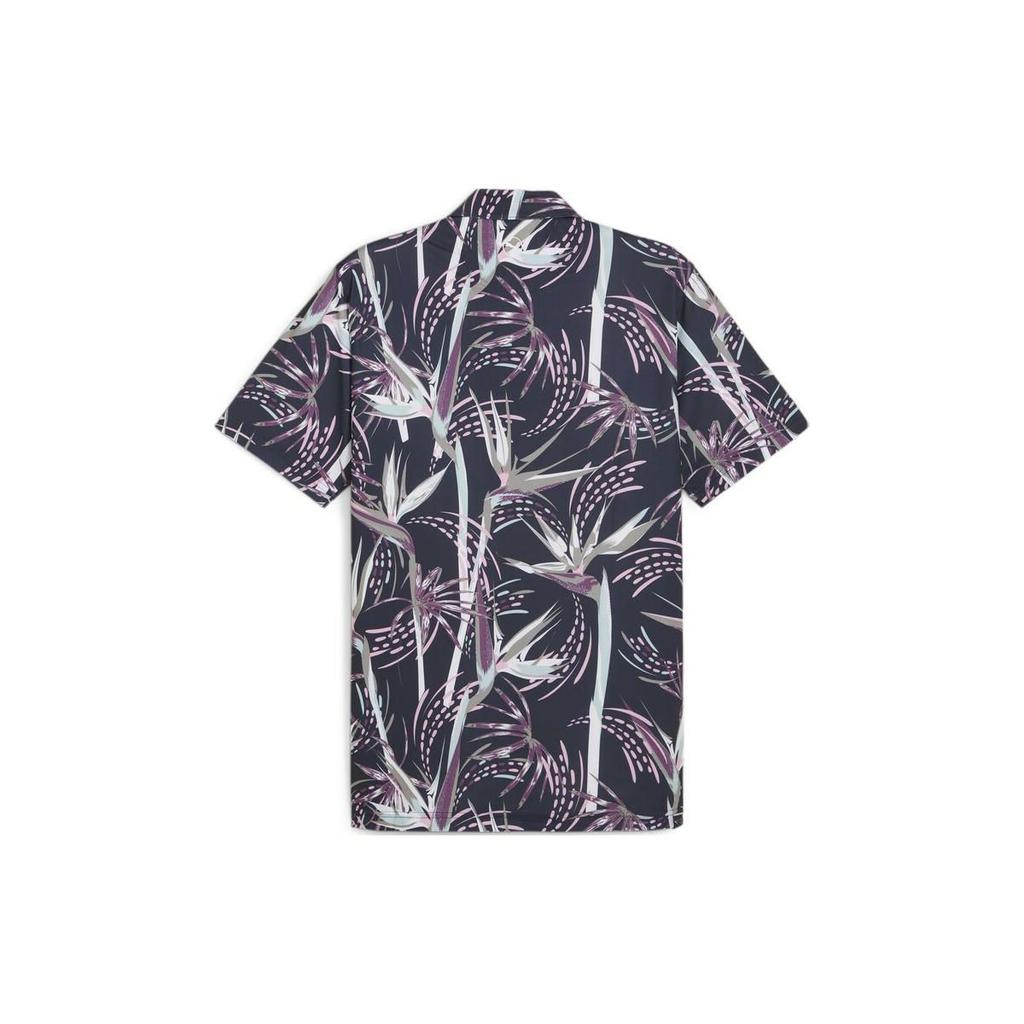 Puma Golf Series All Over Print Casual Straight Fit Short Sleeve Polo Shirt Men Polo Shirts Dark-Blue 624476-01