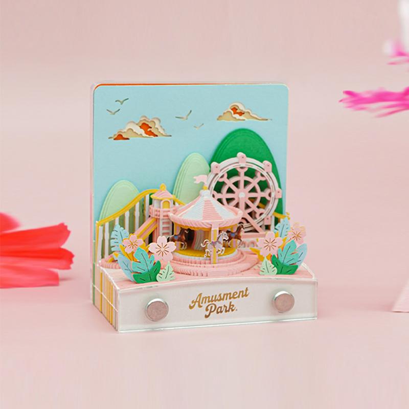 New Arrival Popular Design Children's Amusement Park Sticky Note 2D Memo Pad Cube 2D Paper Art Notepad for Desk Decoration