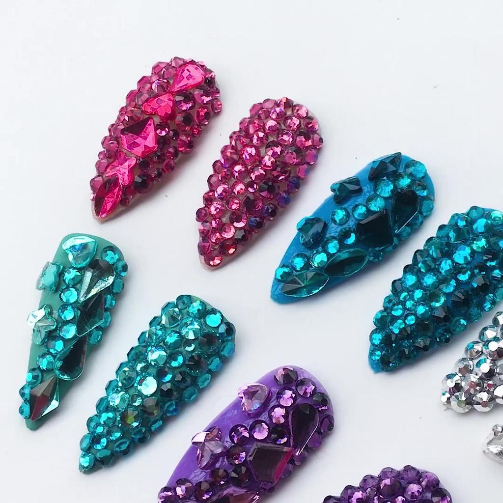 12 ячеек для дизайна ногтей со стразами и плоским дном, специальные формы бриллиантов, смешанные маленькие круглые бриллианты, украшения для дизайна ногтей своими руками