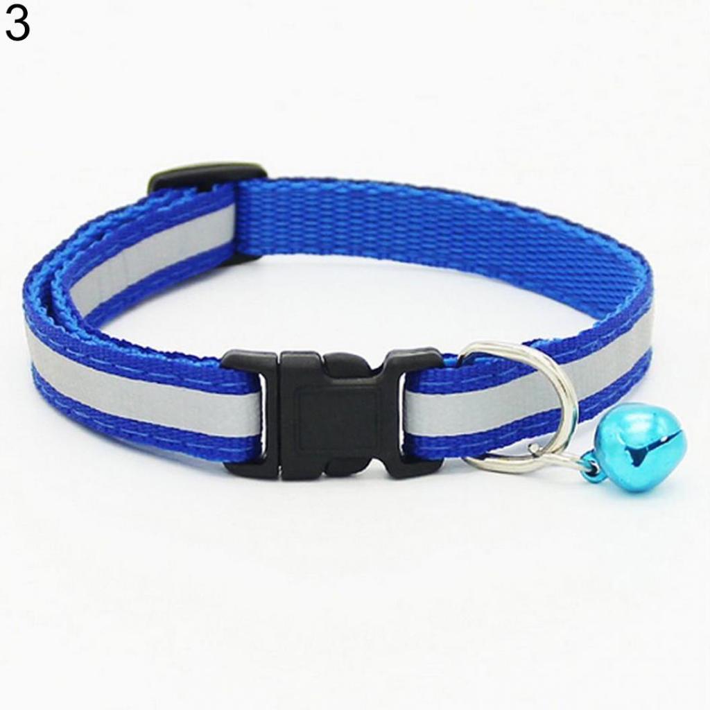 Reflective Bell Dog Cat Pet Collar for Small Dogs Kittens Chihuahua, Adjustable Safety Night Light Collar