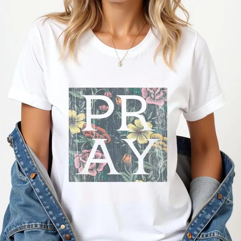 Distressed Floral Pray Christian T Shirt Mom Life Southe