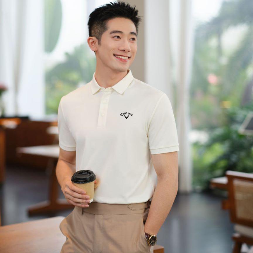 Callaway 2025 Летняя вышивка Гольф Бизнес Отдых Спорт Ледяной бисер Хлопок Ледяной чувствительный волокна Поло Рубашка