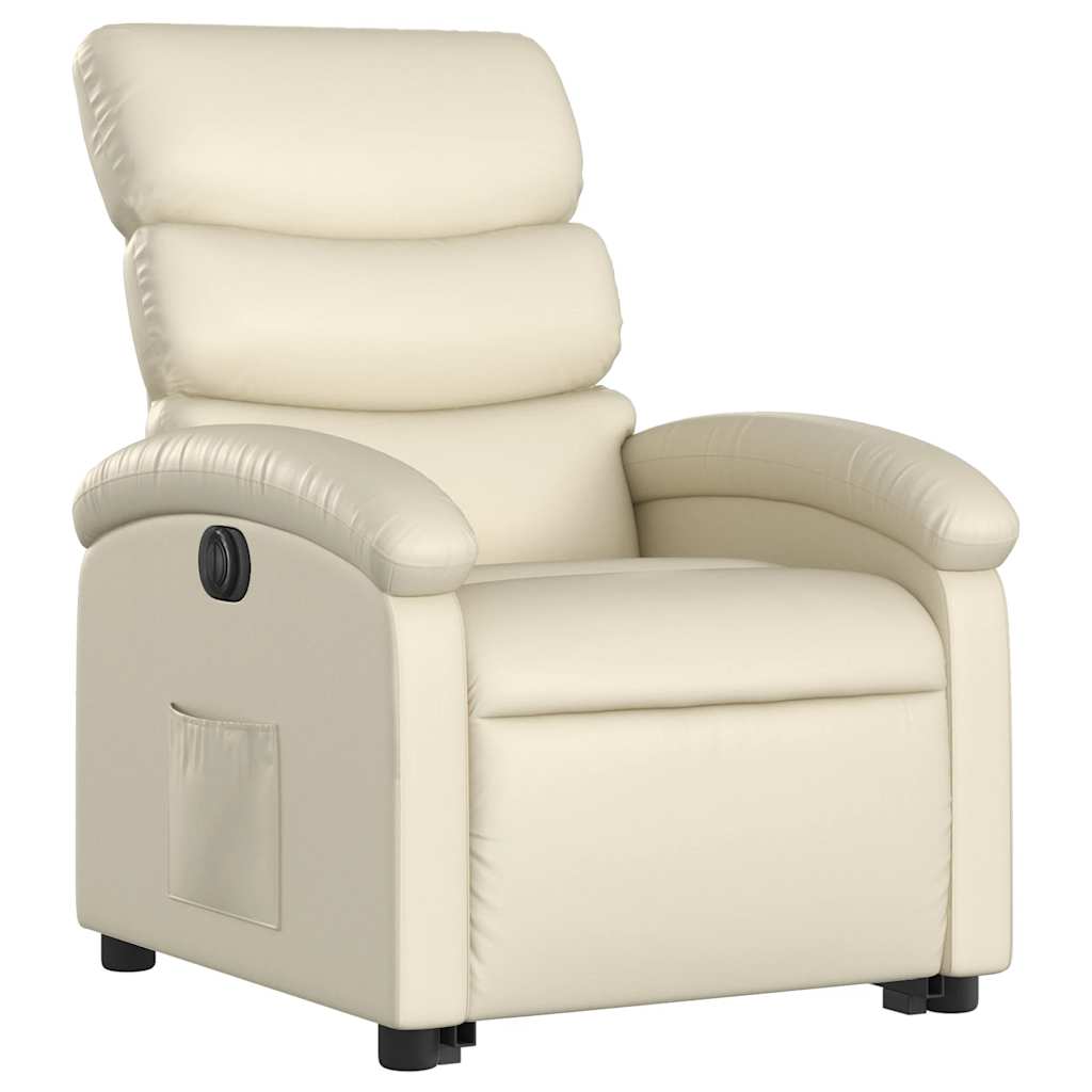 Electric Recliner Chair with Rising Function Cream Faux Leather