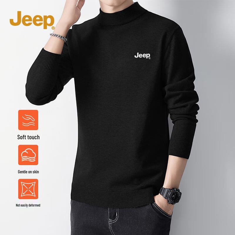 JEEP Men's Heavyweight Semi-High Collar Pullover Knit Sweater
