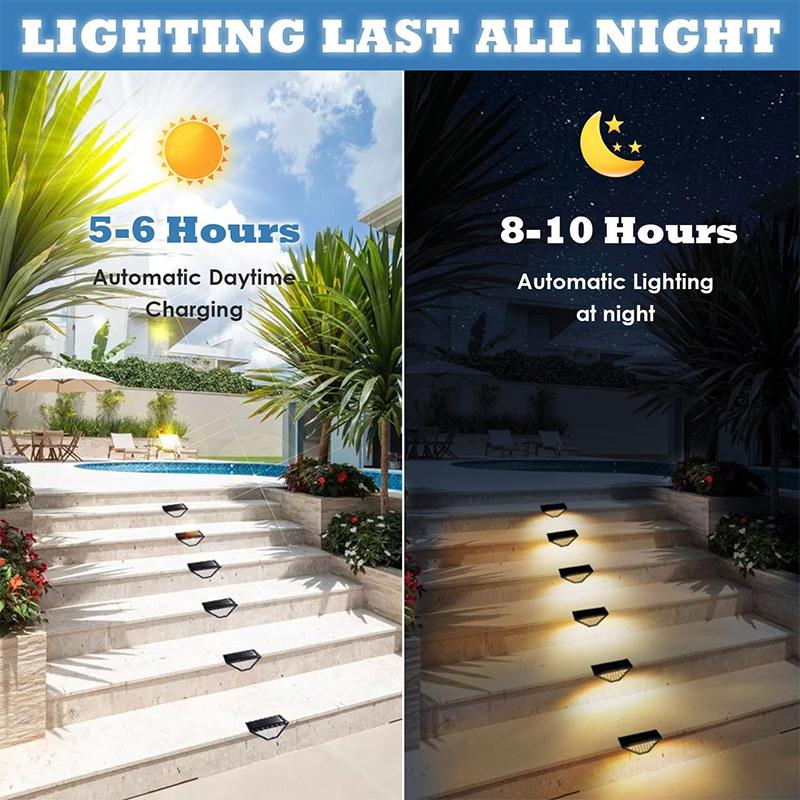 2~8PCS Solar Deck Lights Fence Lights Outdoor Step Lights Waterproof Solar Lamps for Railing Stairs Fence Yard Patio and Pathway