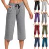 Женские укороченные брюки для йоги, повседневные брюки, спортивные брюки с прямыми карманами, широкие спортивные брюки