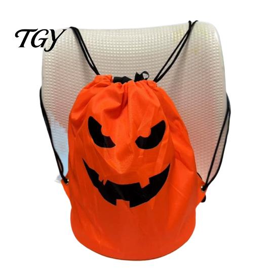 Lightweight Shoulder Bag for Halloween LED Drawstring Pumpkin Backpack Kids, Light Up Candy with Costume Accessory String Light, Reusable Trick
