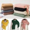 Imitation Cashmere Winter Warm Scarves Solid Color Fringed Knitted Scarf Tassel Shawl Student