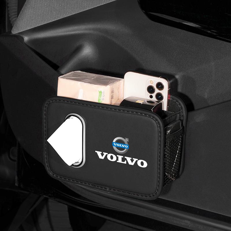 Car Sticker Tissue Box Holder Leather Car Door Side Armrest Napkin Case Backseat Bag For Volvo Rdesign V60 V40 XC60 S60 V50 S90