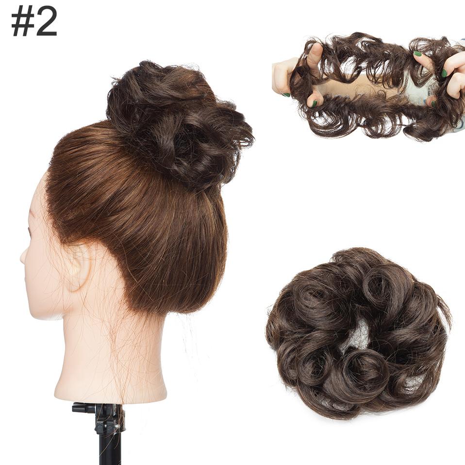 100% настоящие человеческие волосы, вьющиеся пончики, шиньон, кольцо, наращивание волос, шиньон