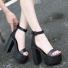 Summer New 14cm High Heel Shoes Ultrahigh Heel Women's Platform Sandals Buckle Thick Heel Rome Sexy Women Sandals