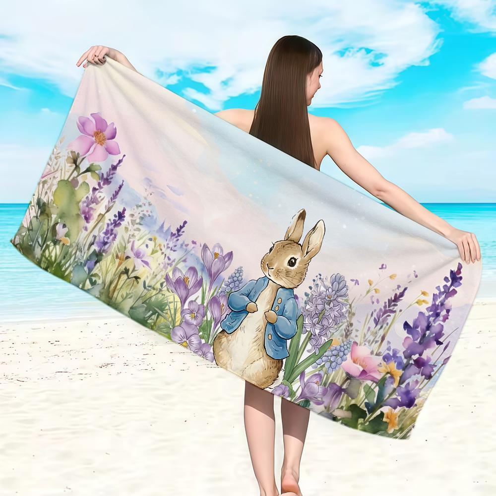 Cartoon Easter P-peter R-rabbit Towel Soft Lightweight Anti-Sand Large Beach Towel Quick-Drying Bath Sports Family