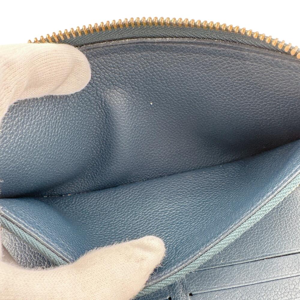 Louis Vuitton M80958 Монограмма Ann Platt кожаная вертикальная кошелек-клатч Zippy темно-синяя кожа Б/У