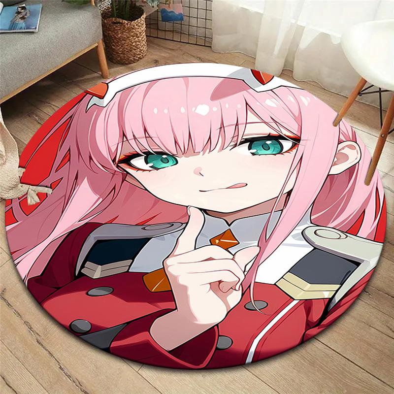 Franxx Round Area Rug Carpet Rug For Living Room Bedroom Sofa Playroom Decor Nonslip Floor Mat