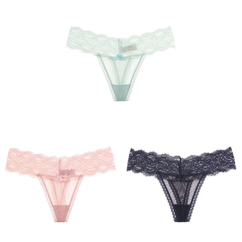 TERMEZY 3Pcs/Lot Women Sexy Panties Lace Low-waist G String Hollow Thong Pants Soft Thin Briefs Comfort Breathable Underpants