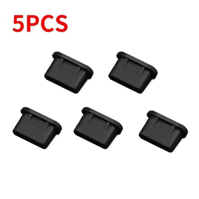 Пылезащитная заглушка Type-C Силиконовая заглушка для порта USB C Защита порта зарядки Совместима с большинством телефонов и ноутбуков с USB C Черная