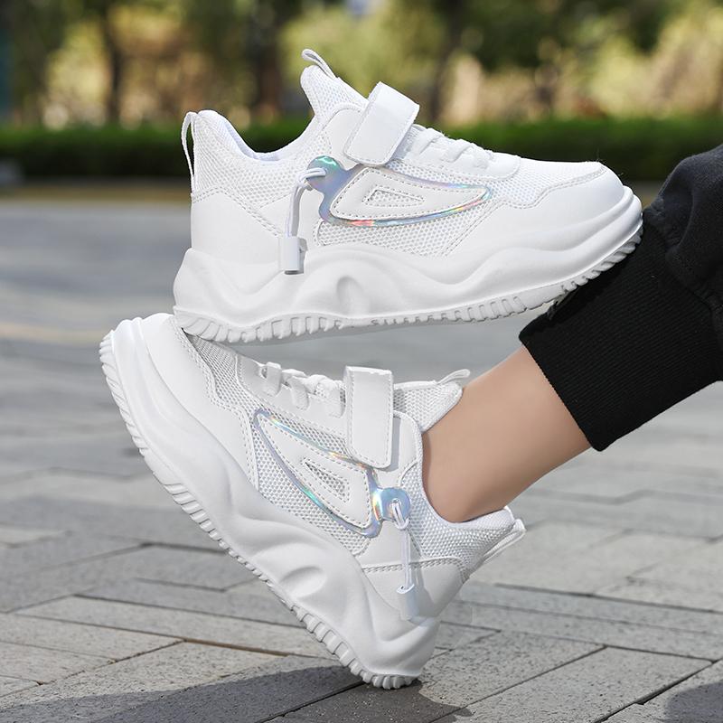 28-38 детские большие легкие дышащие модные повседневные спортивные туфли на липучке с двойной сеткой кроссовки для бега