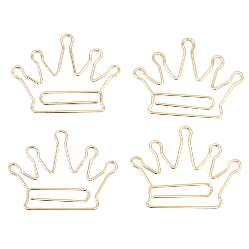 100Pcs Crown Shaped Paper Clips Iron Decorative Paperclips with Box for Books Notebooks Clipboards
