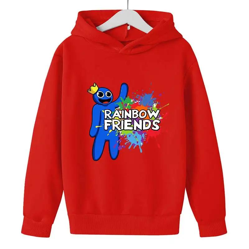 2025 Rainbow friends Новые толстовки для мальчиков с принтом из мультфильмов, детская толстовка с длинным рукавом на весну и осень, милые толстовки для девочек