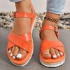 Summer Hot Selling Women's Shoes Fashion Open Toe Solid Color Women's Sandals Large Size Casual One-line Buckle Women's Sandals