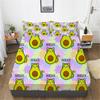 Avocado Cartoon Cat Pattern Mattress Three-Piece Digital Printing Bedding Set Adult Children