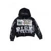 2026 Vintage Hoodie Men Women Retro Rock Style Zip Up Sweatshirt Loose Fit Teenagers
