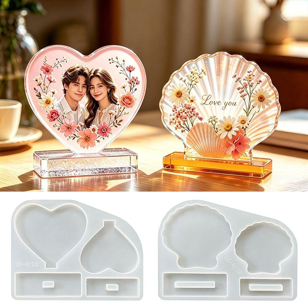 Durable Silicone Mold Heart Shape Crafts Casting Molds Picture Frame Mold Desktop Decoration