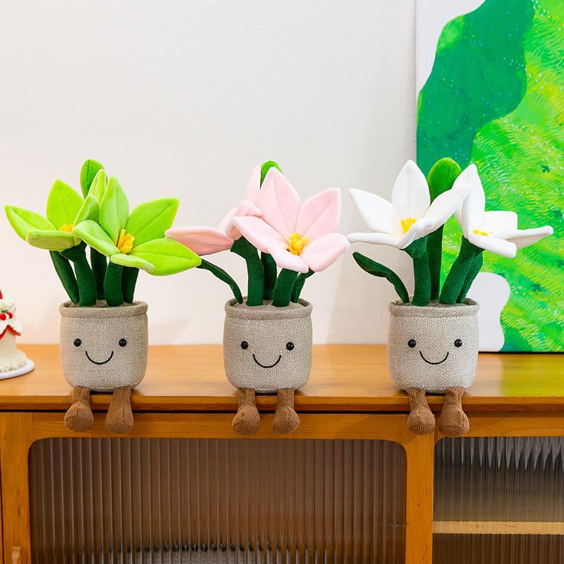 Cute Lily Flower Potted Plush Pendant With Soft Pp Cotton For Childrens Gift And Bedroom Decor