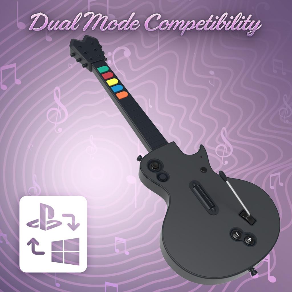 HYPERKIN Гитарный контроллер Hyper Strummer для PlayStation и ПК с Windows Беспроводная игровая гитара Совместима с играми Guitar Hero и Rock Band Рок