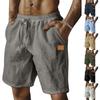 Men's Cotton Linen Shorts Elastic Waist Casual Solid Color Lace-up Running Fitness Sports Fifth Pants
