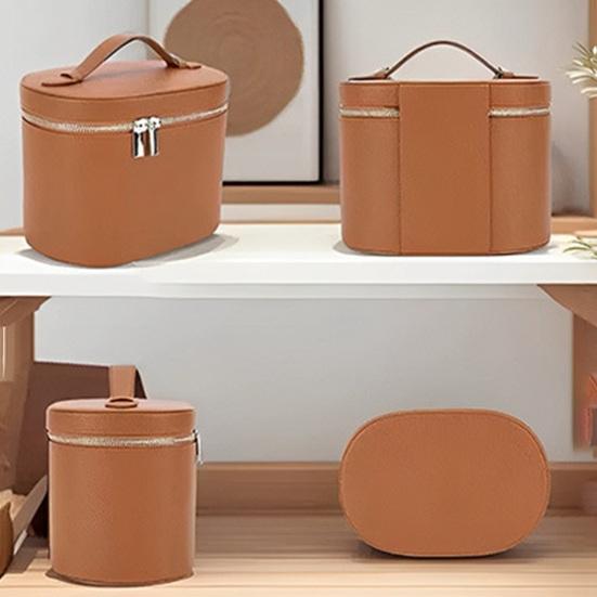 Дорожная косметичка из водонепроницаемой искусственной кожи с разделителем и ручкой, портативная косметичка для женщин.