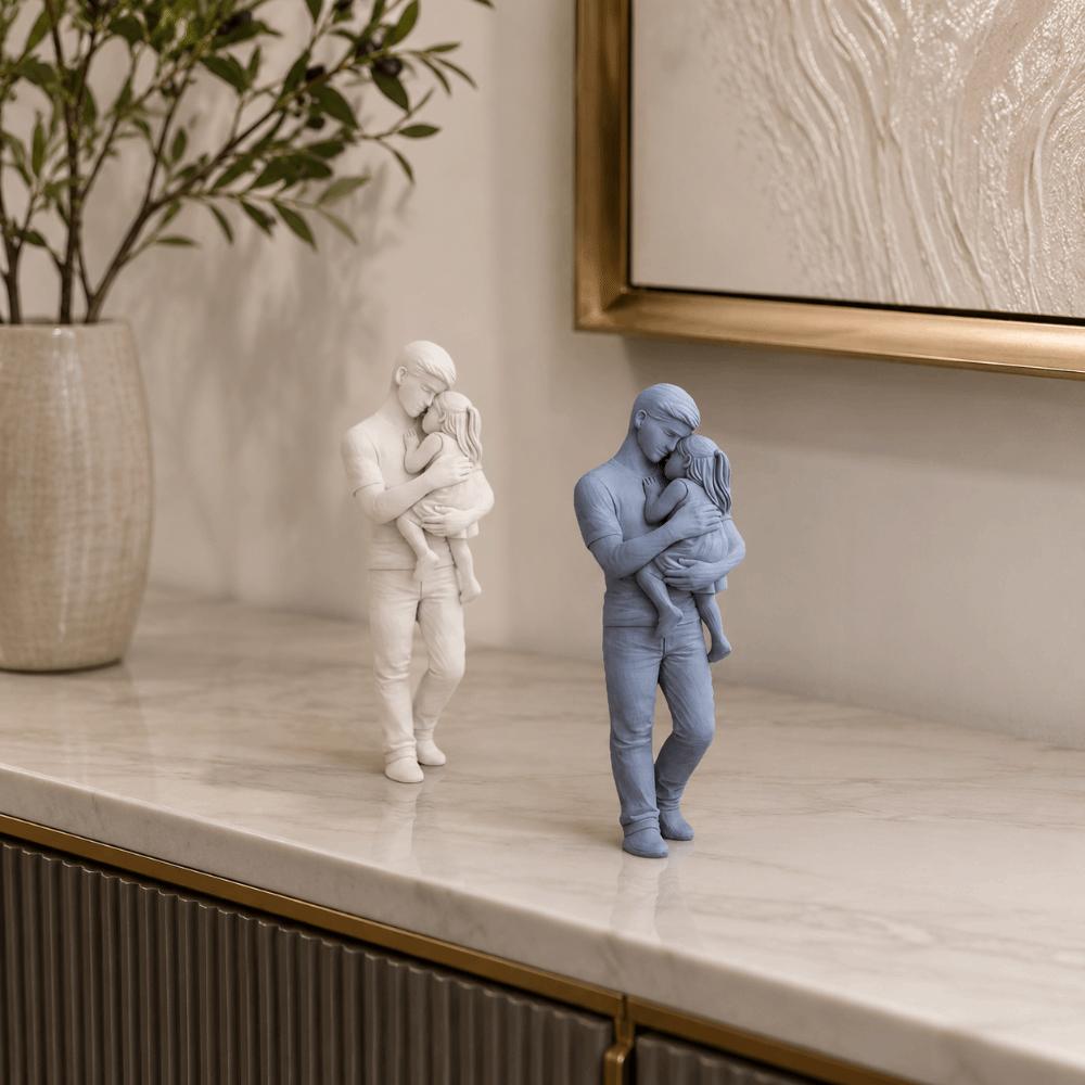 3D Printed Father and Girl Statues Standing Nordic-Style Ornaments Father's Day