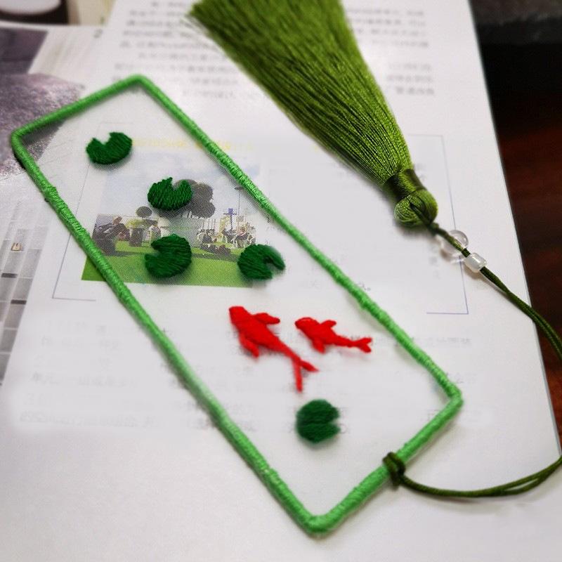 Набор для начинающих для вышивки лу (Lu embroidery) – Закладка и мешочек – Креативный подарок ручной работы