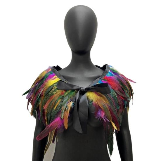 Женская шаль в готическом стиле, перьевая накидка, шарф, наплечная шаль, карнавальный костюм, винтажная шаль ручной работы с регулируемым атласным галстуком