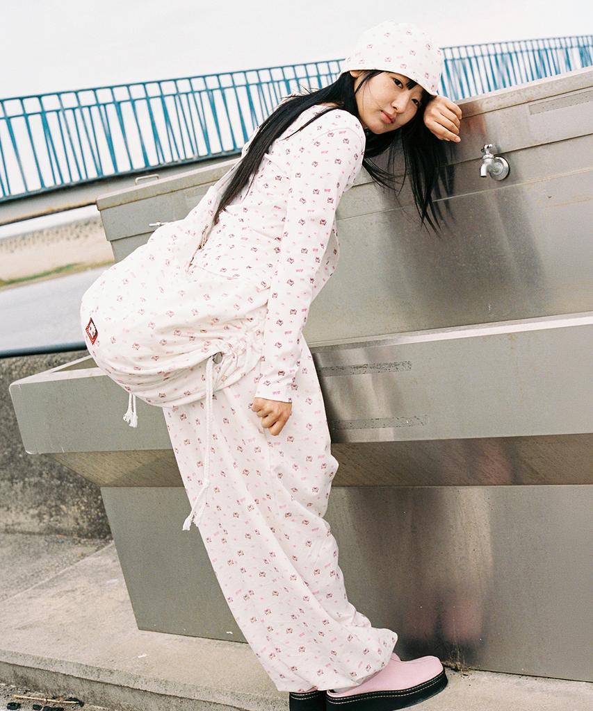 RONRON Betty Boop Pattern Sweat Jogger Pants White