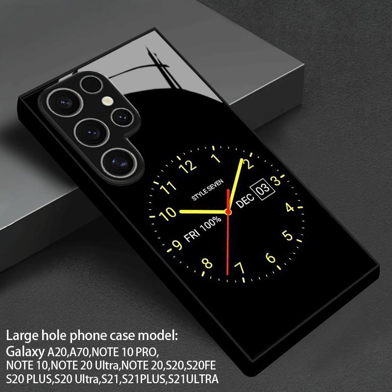 Чехол для мобильного телефона с 2D-указателем и узором часов для Samsung S26 S25 S24 S23 S22 S21 S20 A56 A36 A16 - Стеклянная защитная крышка