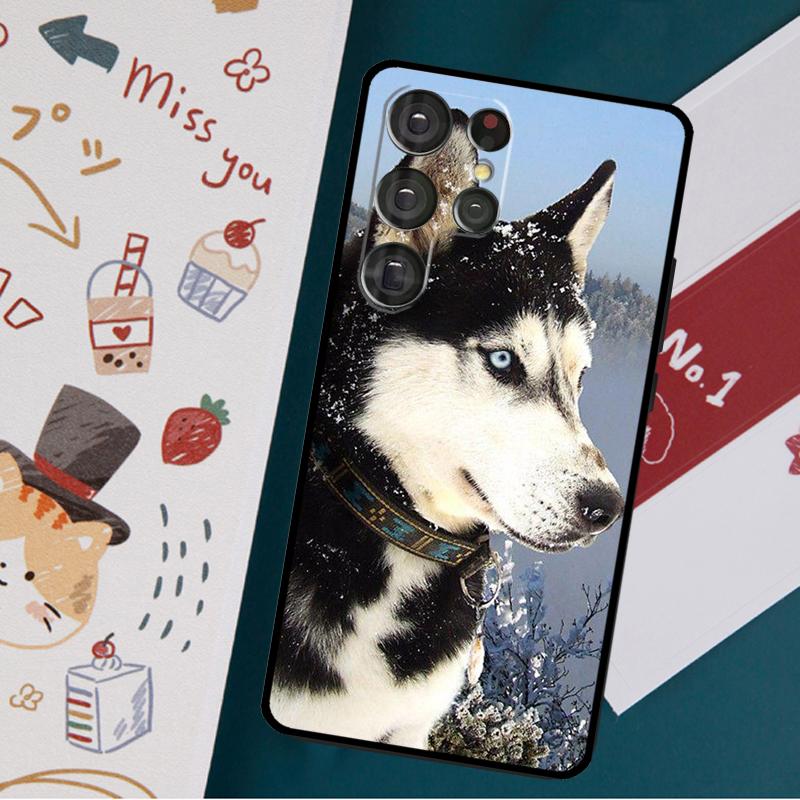 Alaskan Husky Dog Cute Puppy Case For Samsung Galaxy S23 S22 S21 Ultra S20 FE Note 20 Ultra S8 S9 S10 Note 10 Plus Cover